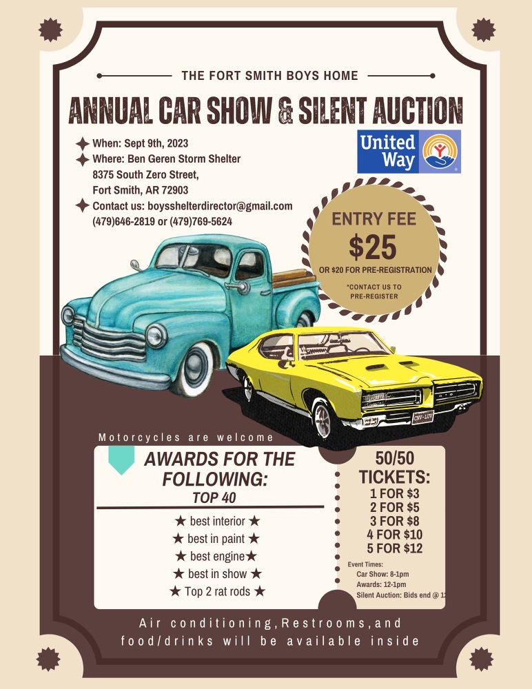 Fort Smith Boys Home Announces Annual Car Show & Silent Auction