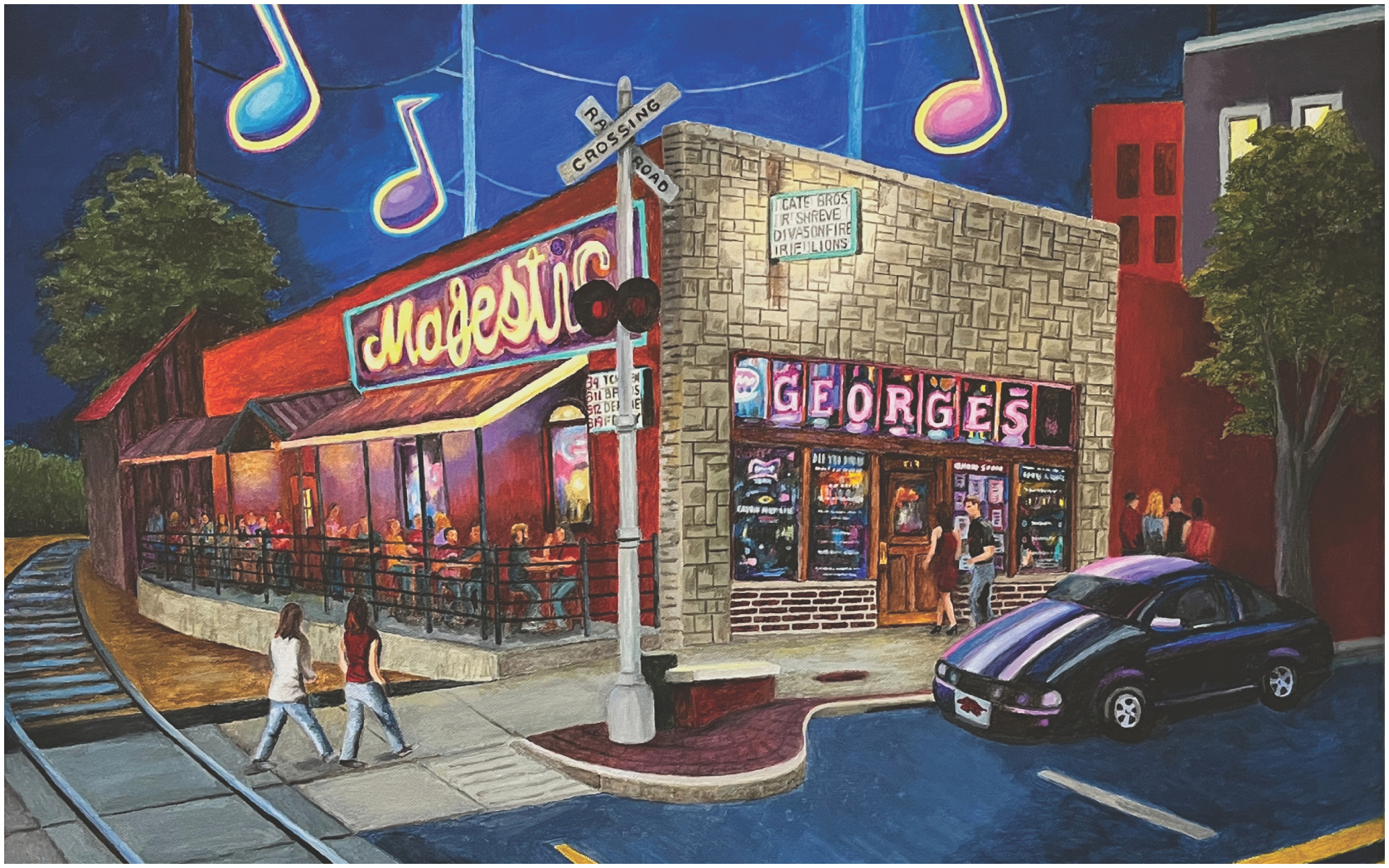 Painting by John Goodwin of George's Majestic in Fayetteville, capturing the essence of blues culture