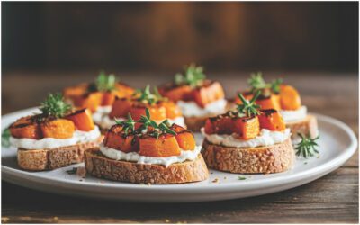 Roasted Pumpkin and Goat Cheese Crostini