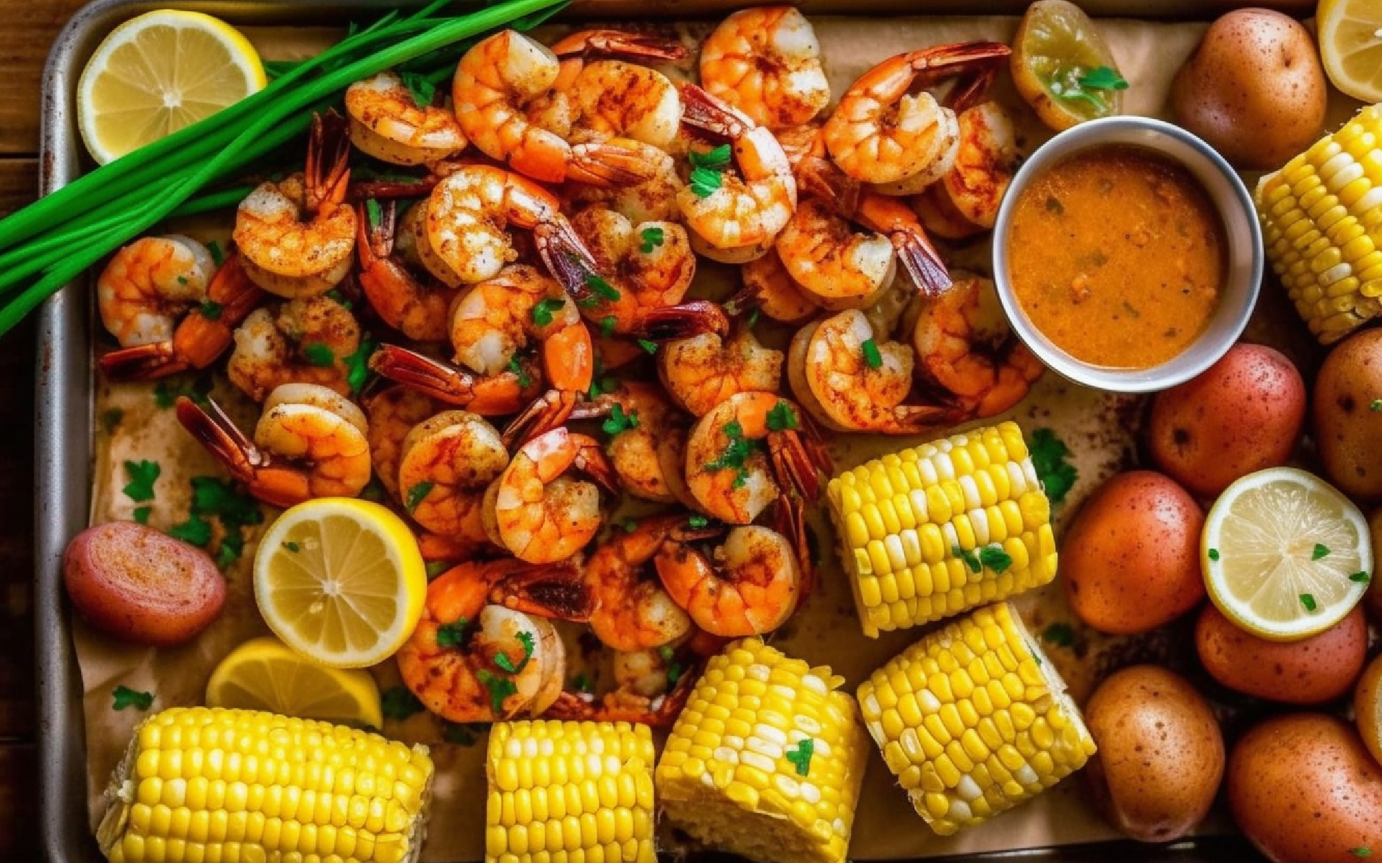 Shrimp Boil with Cajun Bourbon Butter Sauce