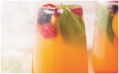 Peach Basil Bourbon Fizz