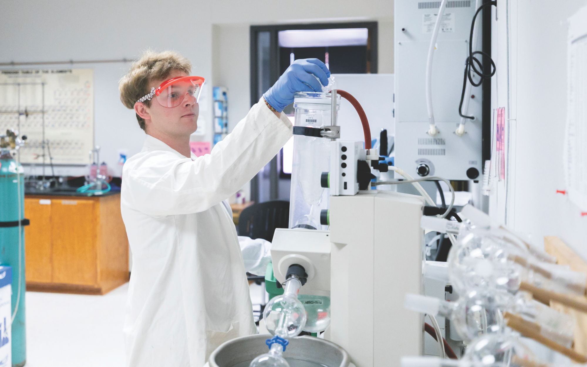 Seth Fields in the lab